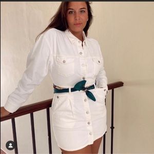 ZARA WHITE DENIM MIDI DRESS